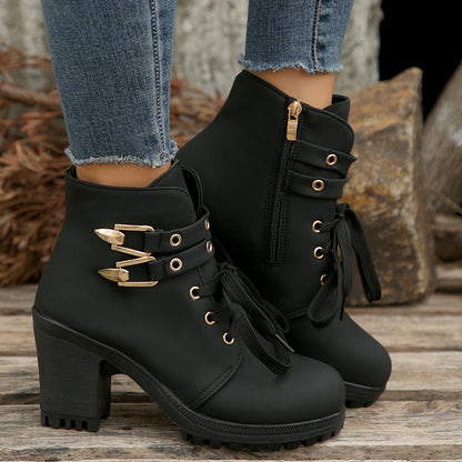 Chunky Heel Platform Booties