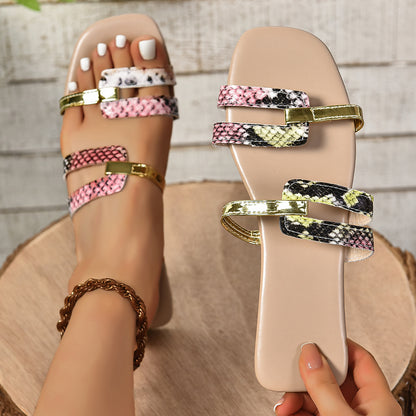 Large Size Asymmetric Flat Sandals