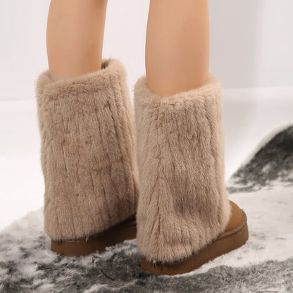 Thick-Soled Plush Snow Boots