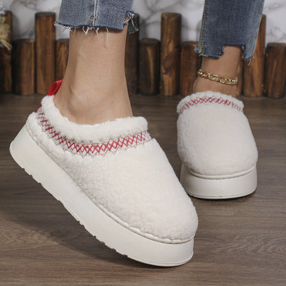 Ethnic Style Thick-Soled Plush Slippers