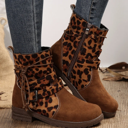 Buckle Square Heel Boots