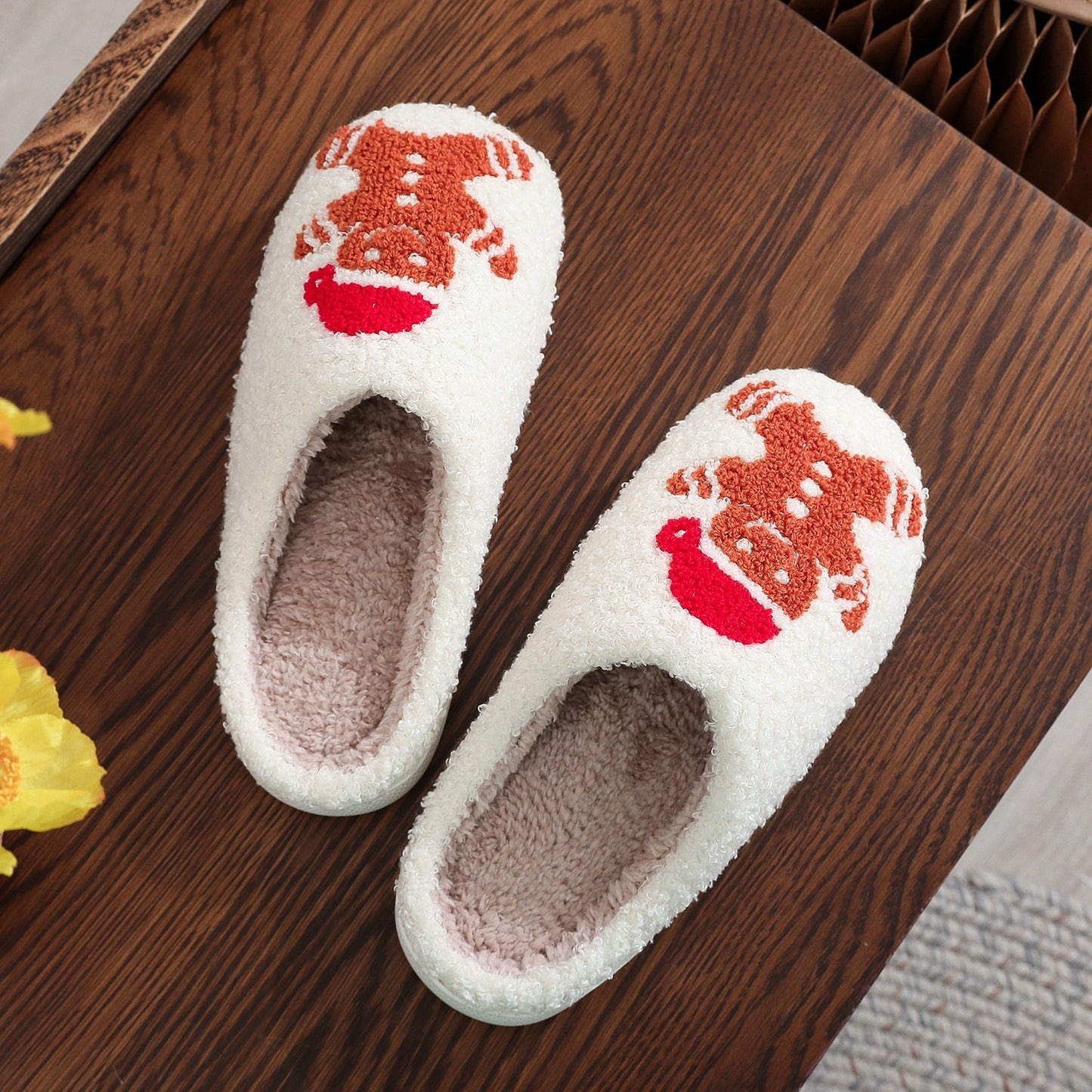 Gingerbread Cotton Home Slippers