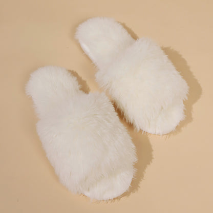 Open-Toed Fluffy Slippers