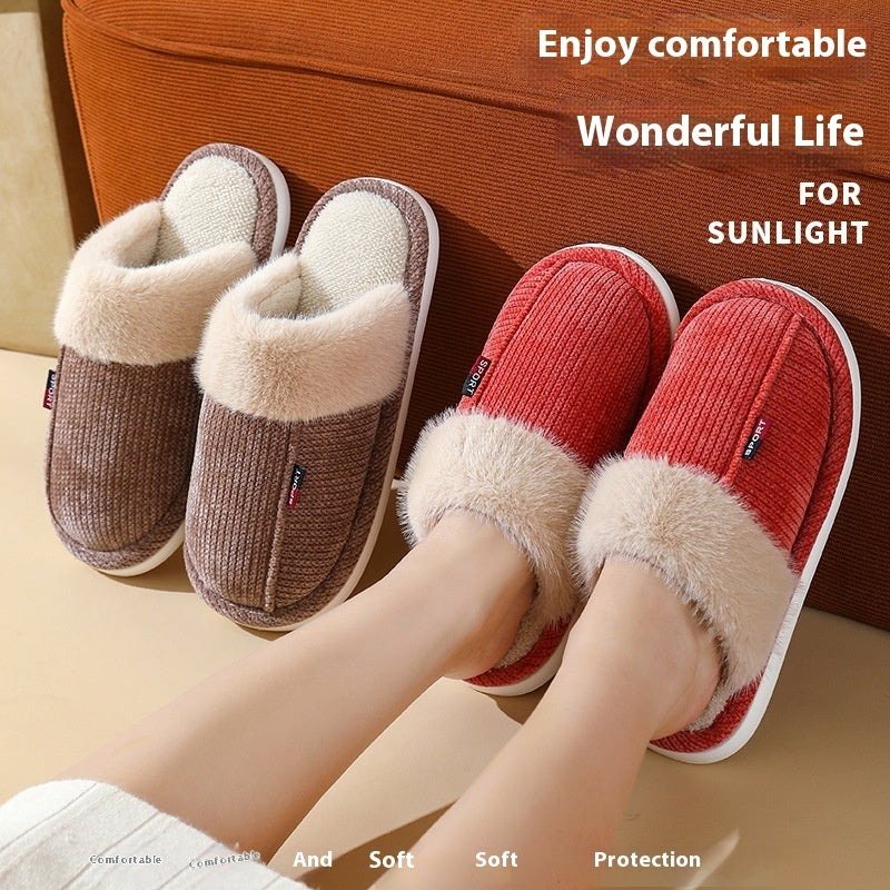 Fur Mouth Thermal Cotton Slippers