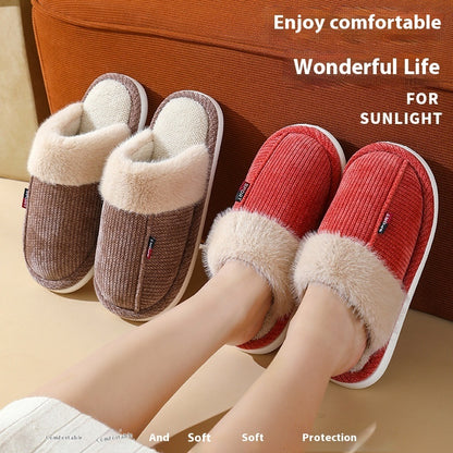 Fur Mouth Thermal Cotton Slippers