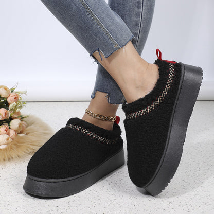 Ethnic Style Thick-Soled Plush Slippers