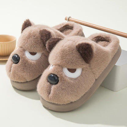 Cute Puppy Platform Cotton Slippers