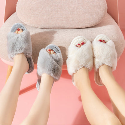 Soft Plush Cross-Strap Slippers