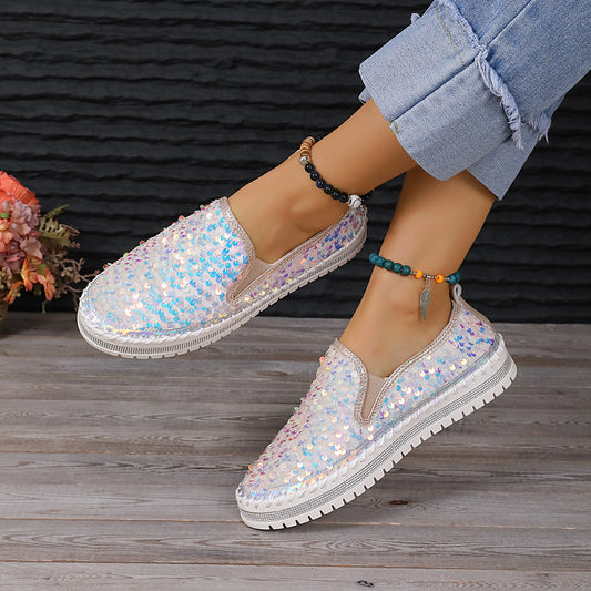 Color-Block Sequin Flats