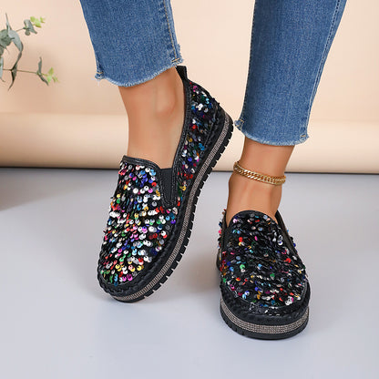 Color-Block Sequin Flats