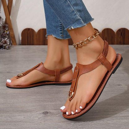 Plus Size Elastic Strap Sandals