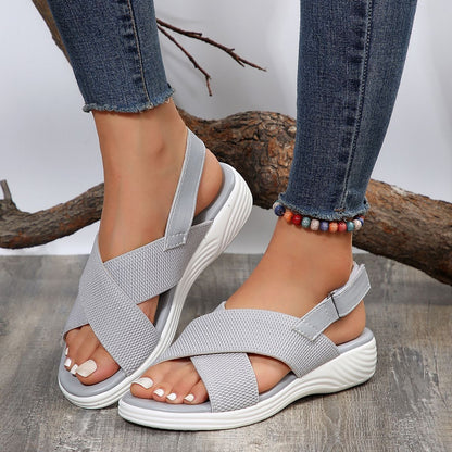 Peep Toe Mesh Wedge Sandals