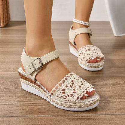Plus Size Peep Toe Wedge Sandals