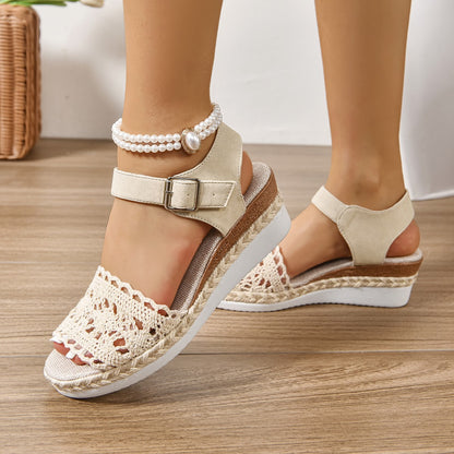 Plus Size Peep Toe Wedge Sandals