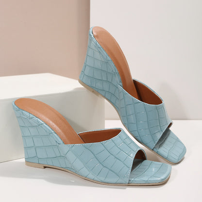 Plaid Roman Wedge Sandals