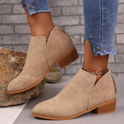 Pointed Toe Chunky Heel Boots