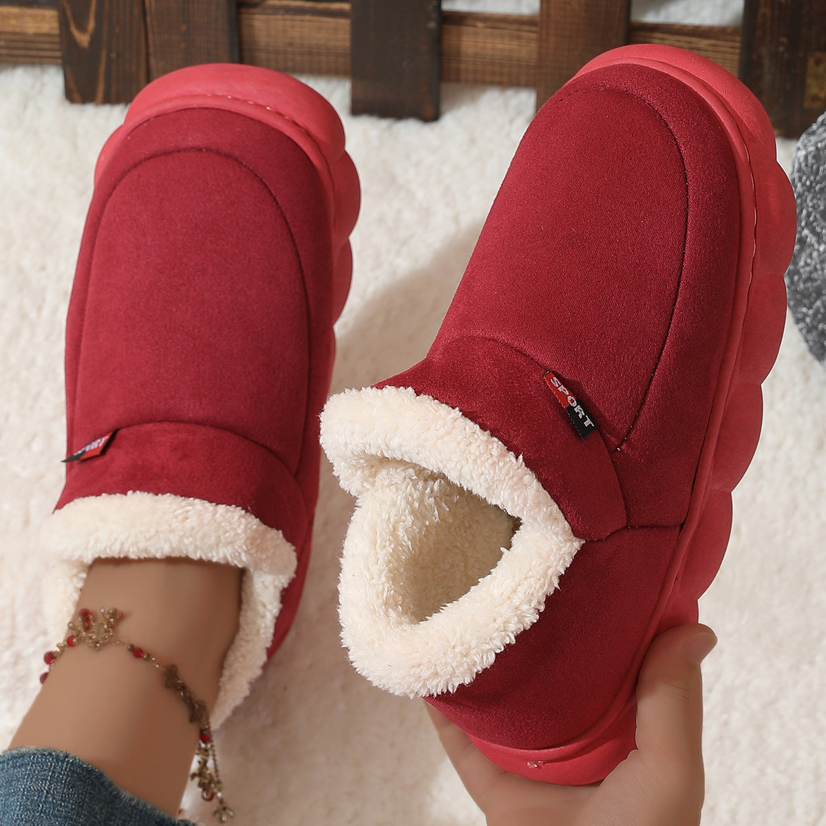 Plush Suede Winter House Shoes