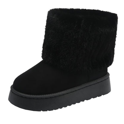 Plush Mid-Tube Snow Boots