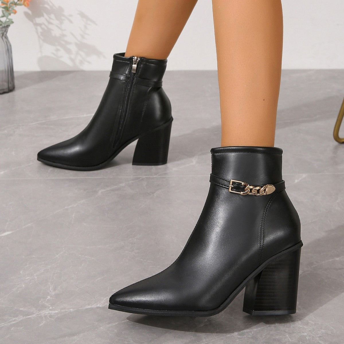 High Heel Pointed Martin Boots