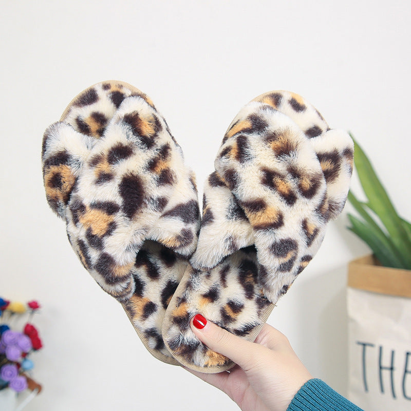 Leopard Print Fuzzy Slippers