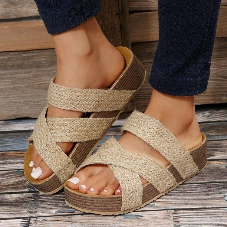 Woven Cross-Strap Beach Sandals