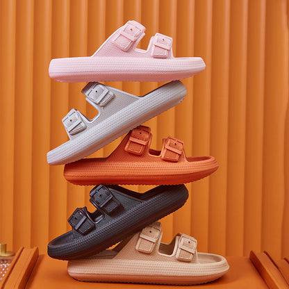 Buckle Platform Slippers