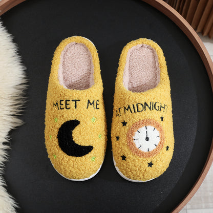 Moon & Clock Print Slippers