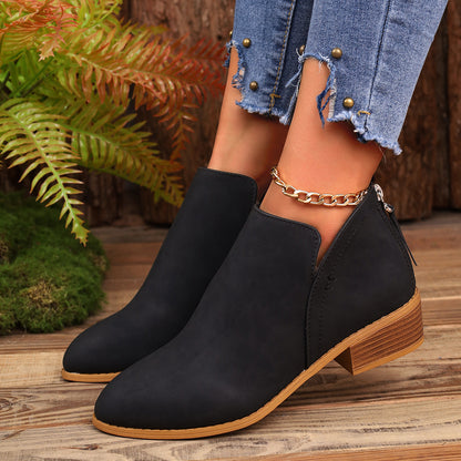 Pointed Toe Chunky Heel Boots