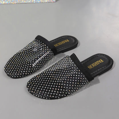 Transparent Rhinestone Hollow Sandals