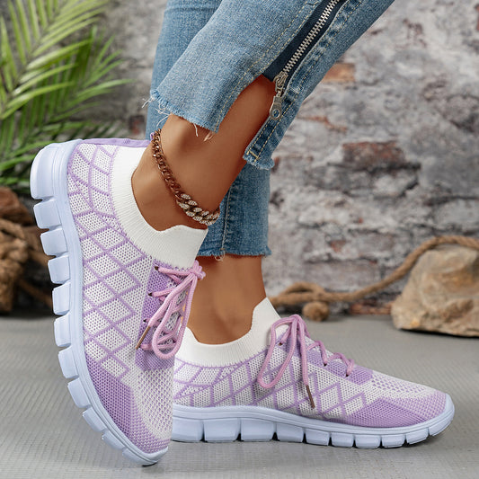 Colorblock Plaid Flyknit Sneakers