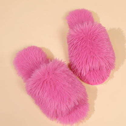 Open-Toed Fluffy Slippers