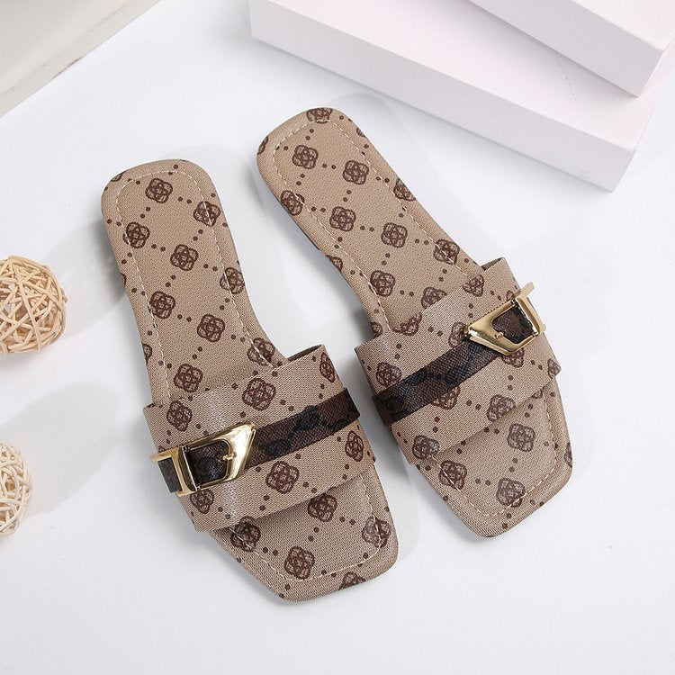 Flat Letter Cloth Slippers