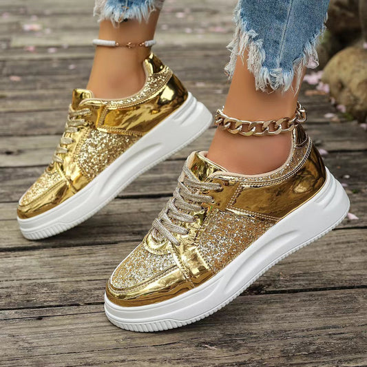 Sequin Lace-up Sneakers