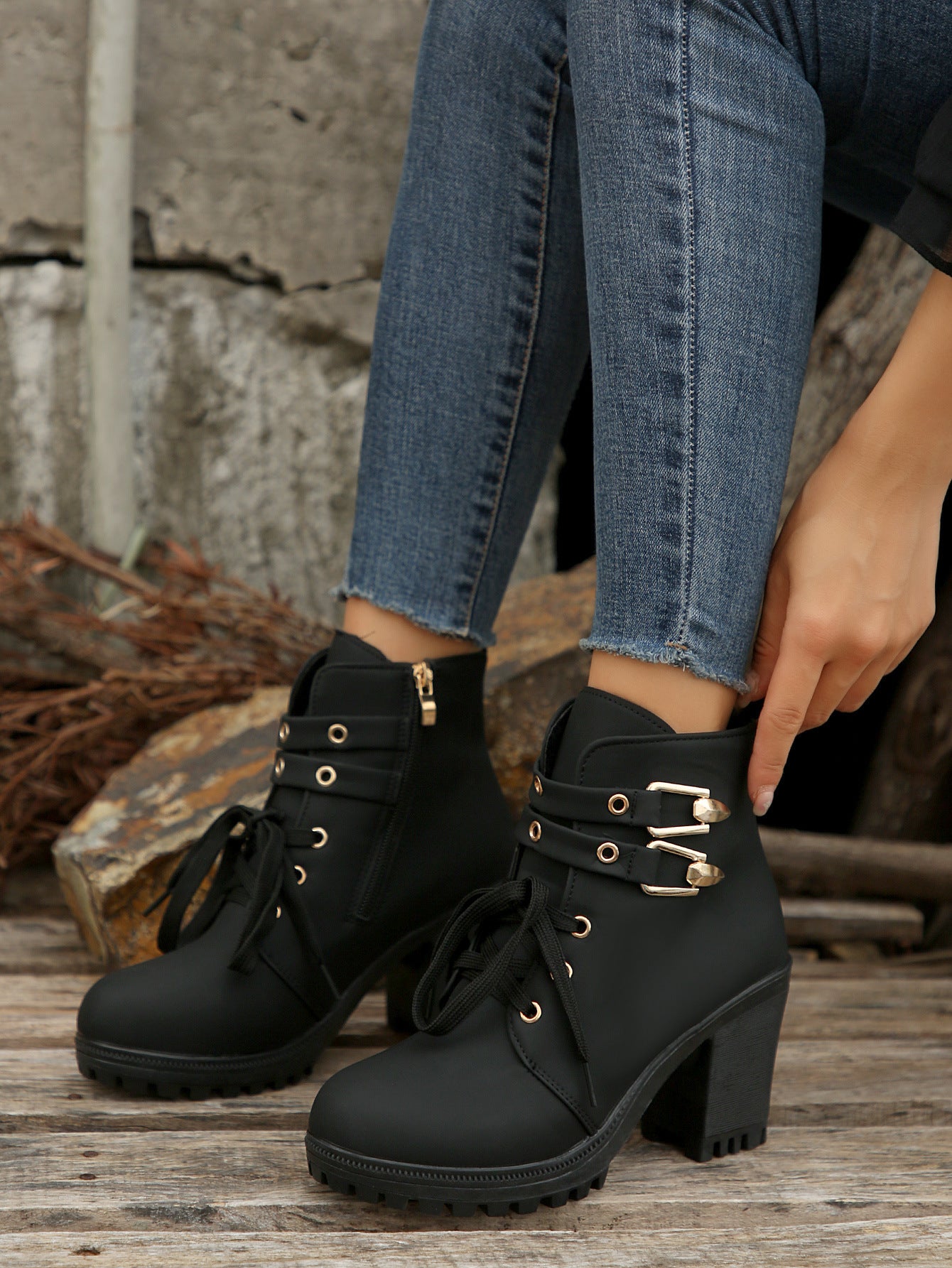 Chunky Heel Platform Booties