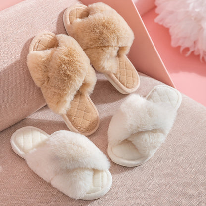 Soft Plush Cross-Strap Slippers