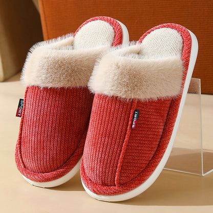 Fur Mouth Thermal Cotton Slippers