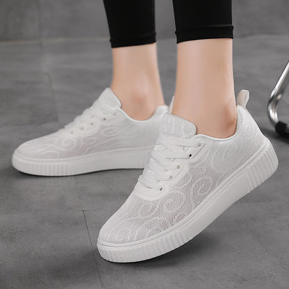 White Jacquard Platform Shoes