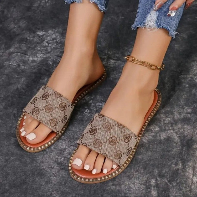 Flower Print Beach Sandals