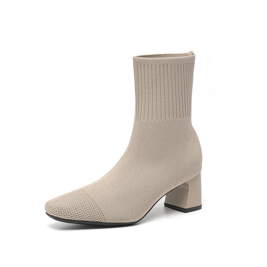 Elastic Knitted Sock Boots