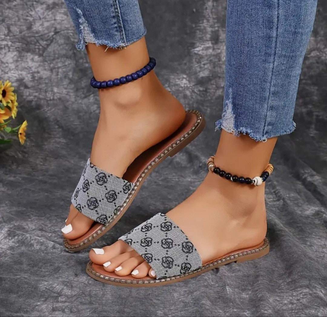 Flower Print Beach Sandals