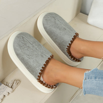 Cozy Sewing-Side Plush Slippers