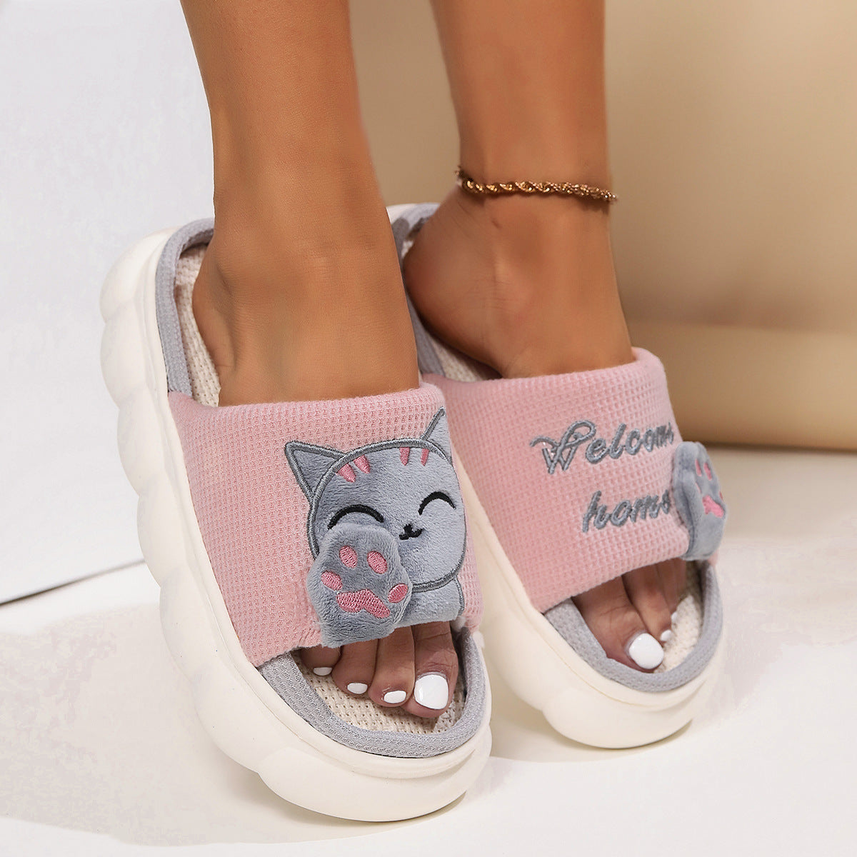 Cute Cartoon Kitten Slippers
