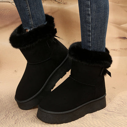 Bow-Knot Velvet Snow Boots