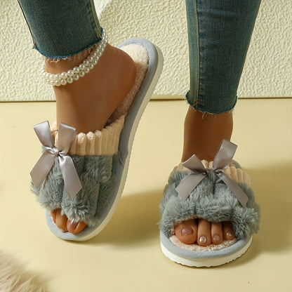 Bow Plush Indoor Slippers