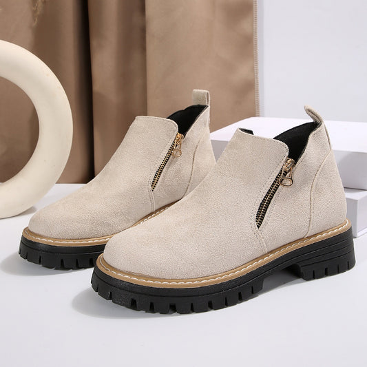 Side Zipper Suede Ankle Boots