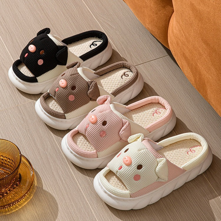 Piggy Couple Open Toe Slippers