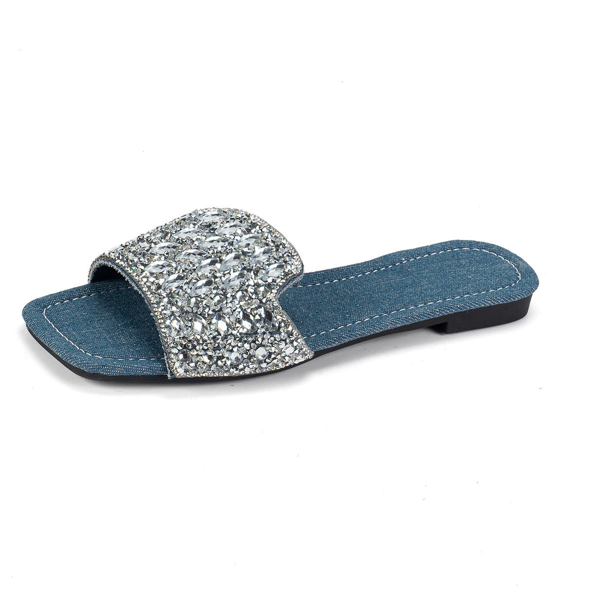 Rhinestone Square Toe Flats