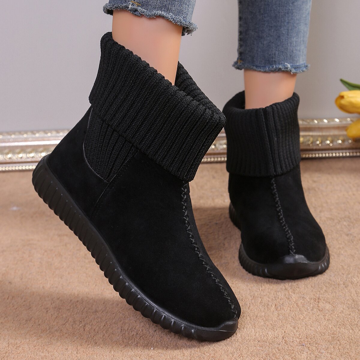 Reversible Knitted Ankle Boots