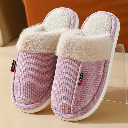 Fur Mouth Thermal Cotton Slippers