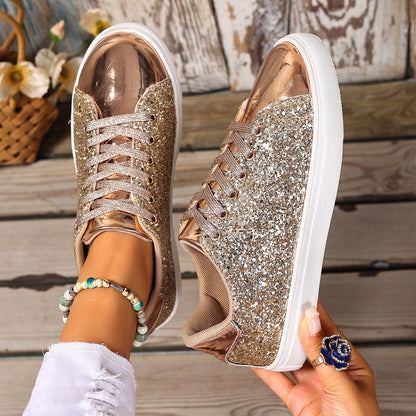 Plus Size Sequined Board Shoes